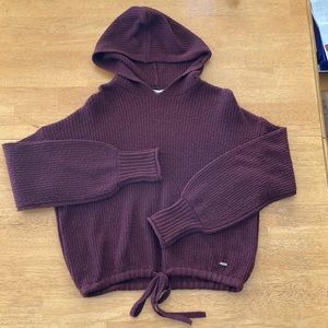 Burgundy Aeropostale Hooded Sweater with elastic tie bottom